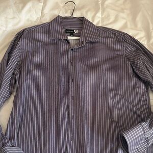 Saks Fifth Avenue Men's Purple Striped Dress Shirt